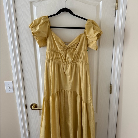 Vince. | Women’s yellow puff sleeve off the shoulder midi dress size 6 - Picture 2 of 4